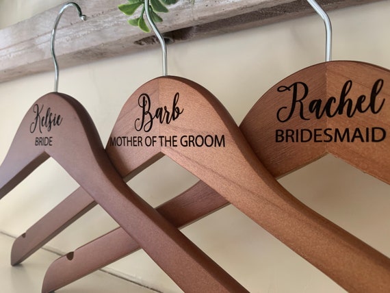 Engraved Hangers for Wedding, Personalised Wooden Coat Hanger for Bride and  Groom, Bespoke Wedding Day Hangers, Bridal Keepsake 