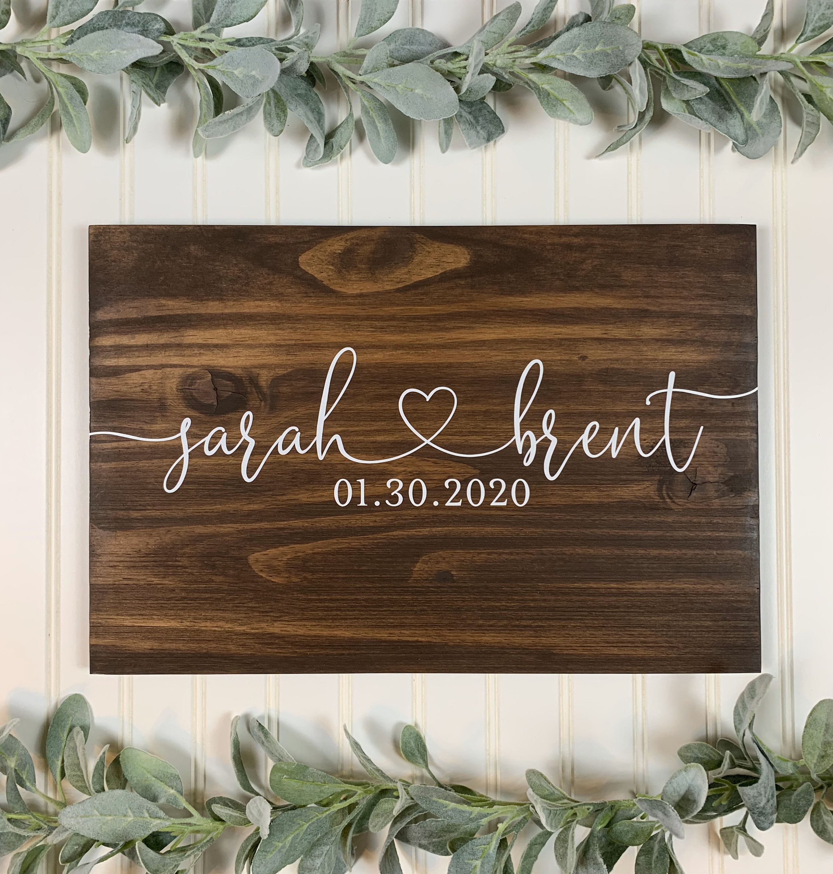 Custom 24 Wood Wedding Guest Book, Early American Stain with White Painted  Letters Guest books by Tiffany Emery