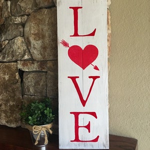 Rustic Wood Love Sign, Rustic Valentines Decor image 3