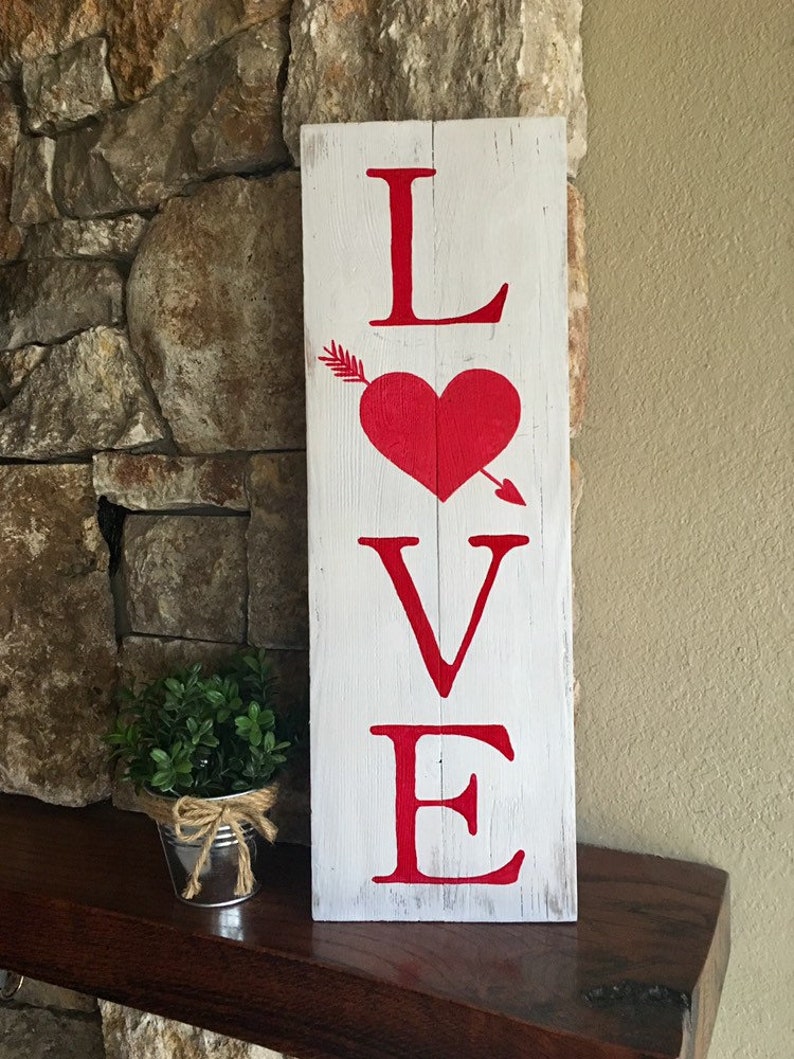 Rustic Wood Love Sign, Rustic Valentines Decor image 3