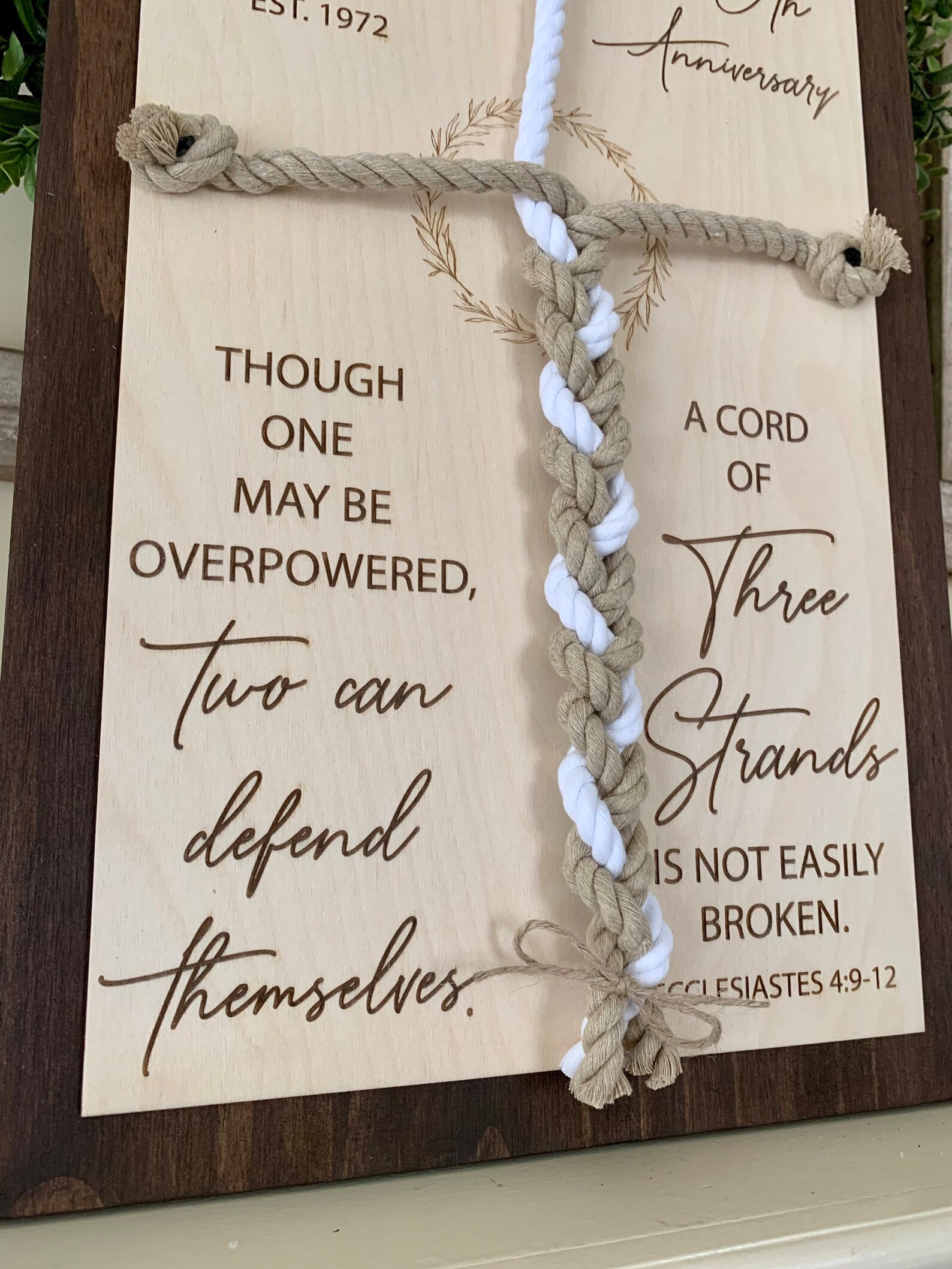 ENGRAVED, A Cord of Three Strands is Not Easily Broken Sign ...