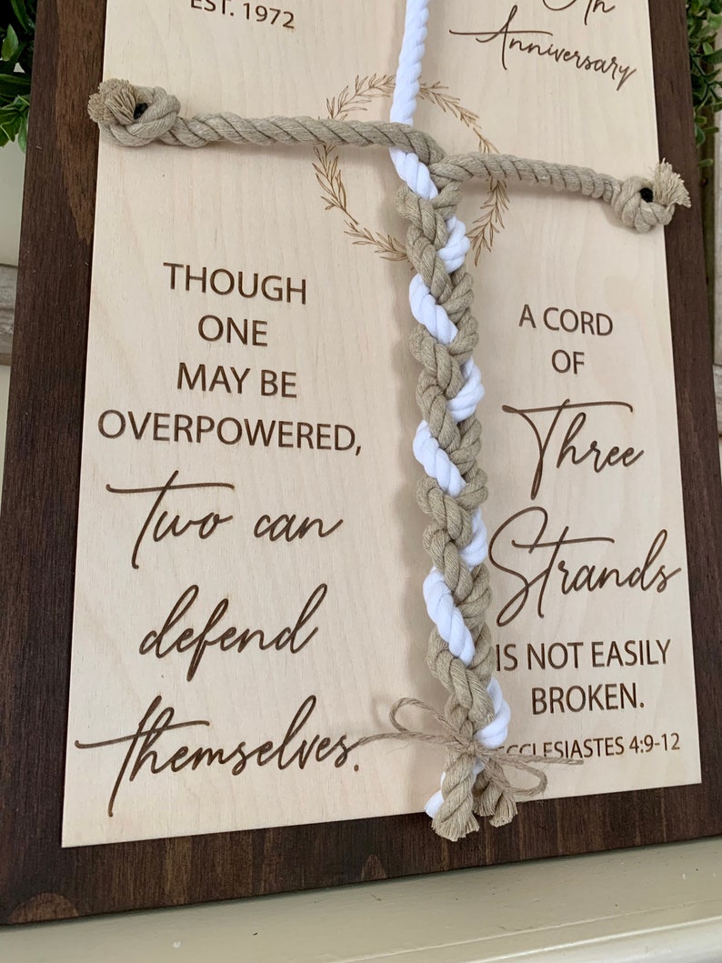 ENGRAVED A Cord of Three Strands is Not Easily Broken Sign | Etsy
