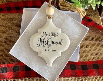 Personalized Christmas Ornament, New Home, First Christmas Married, Mr and Mrs Ornament