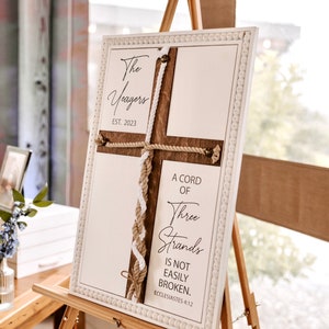 A Cord Of Three Strands, Unity Wedding Sign, Rope Cross Unity Sign, Ecclesiastes 4:12