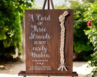 A Cord Of Three Strands Wedding Sign, Unity Ceremony Sign, A Cord of 3 Strands, Ecclesiastes 4:12, Wedding Gift