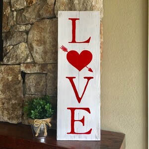 Rustic Wood Love Sign, Rustic Valentines Decor image 5