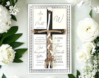 Cord of Three Strands Unity Wedding Sign: Rustic White Beaded Frame