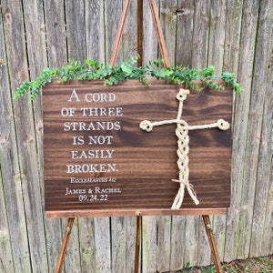 Christian Wedding Gift, A Cord of Three Strands is Not Easily Broken, Personalized Gift for Couple, Anniversary Gift