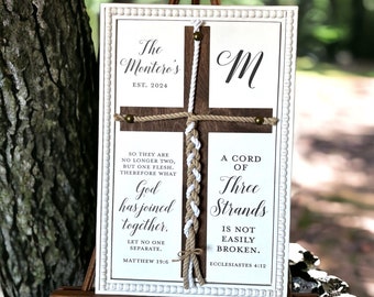 Cord of Three Strands Unity Wedding Sign: Rustic White Beaded Frame