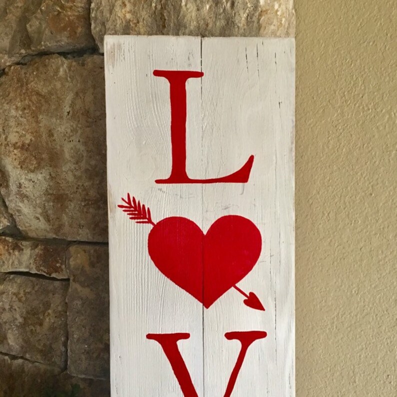 Rustic Wood Love Sign, Rustic Valentines Decor image 6