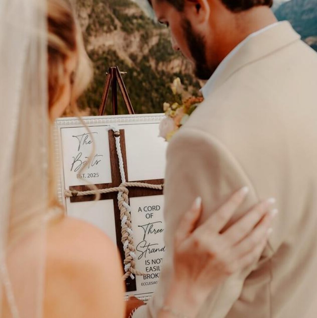 A Cord of Three Strands, Unity Wedding Sign, Rope Cross Unity Sign ...