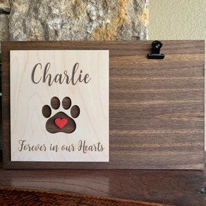 Custom Engraved Pet Memorial Sign, Photo Holder