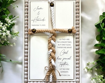 Cord of Three Strands Unity Wedding Sign, Rustic Cross