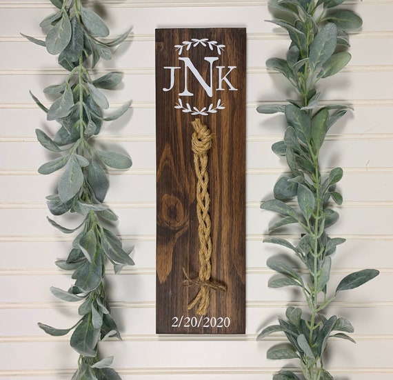 Rustic Wedding Sign: Cord of Three Strands, Monogrammed Gift