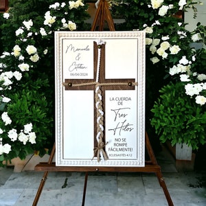 La cuerda de tres hilos no se rompe fácilmente, Eclesiastés 4:12, Unity Wedding Sign, Rope Cross Unity Sign image 6