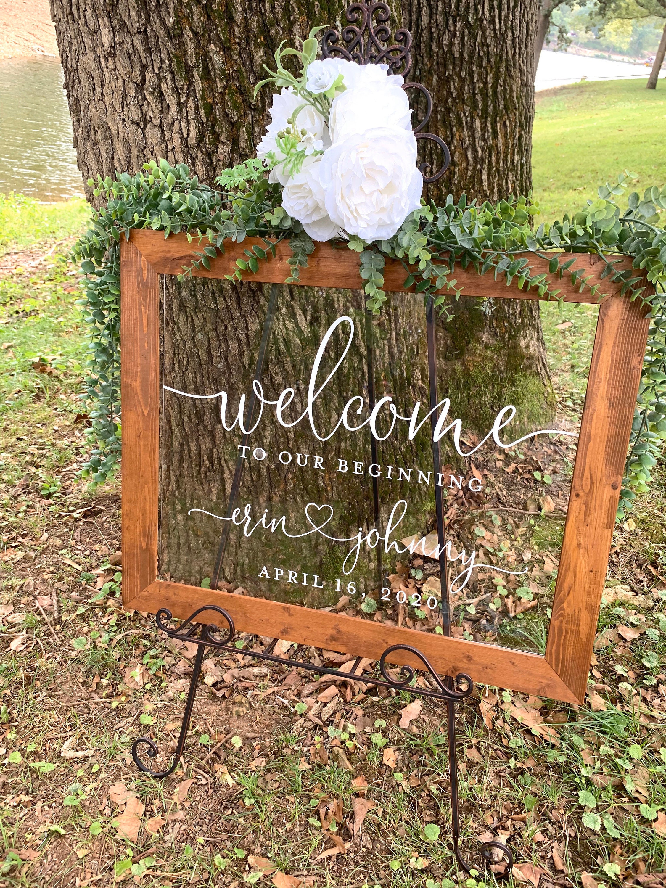 Custom Acrylic Wedding Welcome Sign  welcome to our beginning  handlettered