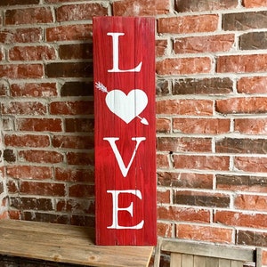 Rustic Wood Love Sign, Rustic Valentines Decor image 1