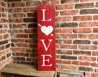 Rustic Wood Love Sign, Rustic Valentines Decor