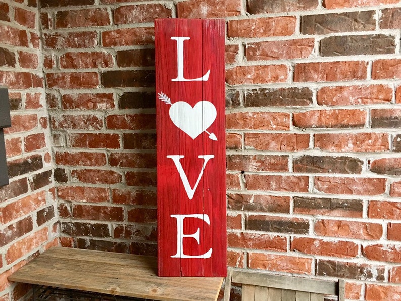 Rustic Wood Love Sign, Rustic Valentines Decor image 1