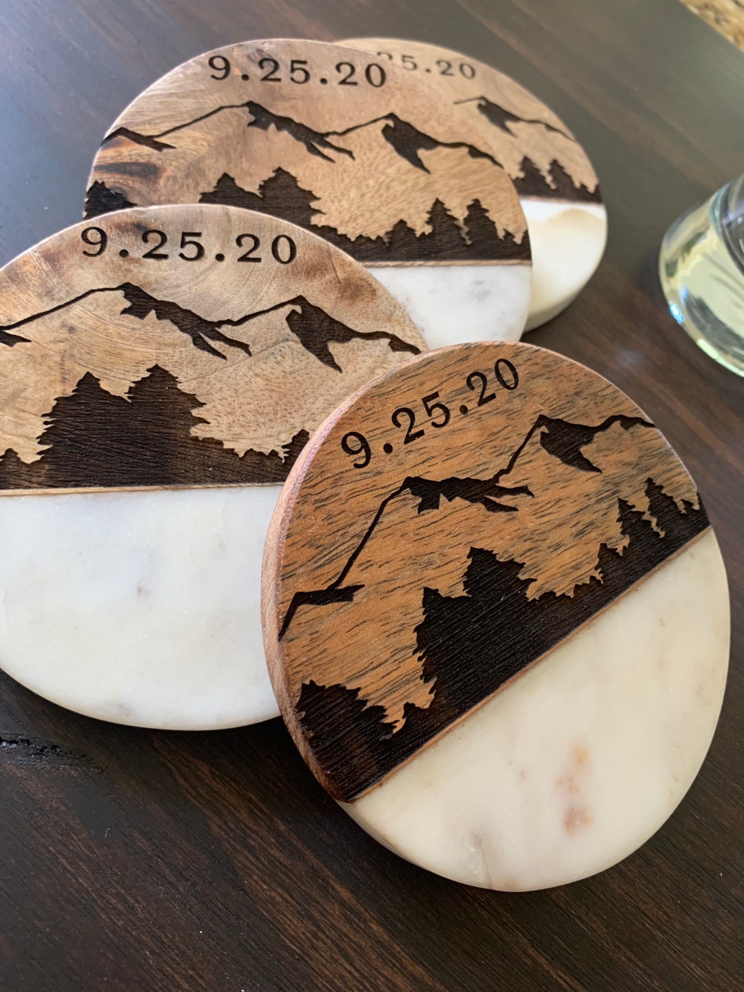 Custom Engraved Wood Coasters, Personalized Wood Coasters, Custom