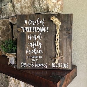 A Cord Of Three Strands Wedding Sign, Ceremony Sign, Ecclesiastes 4:9-12