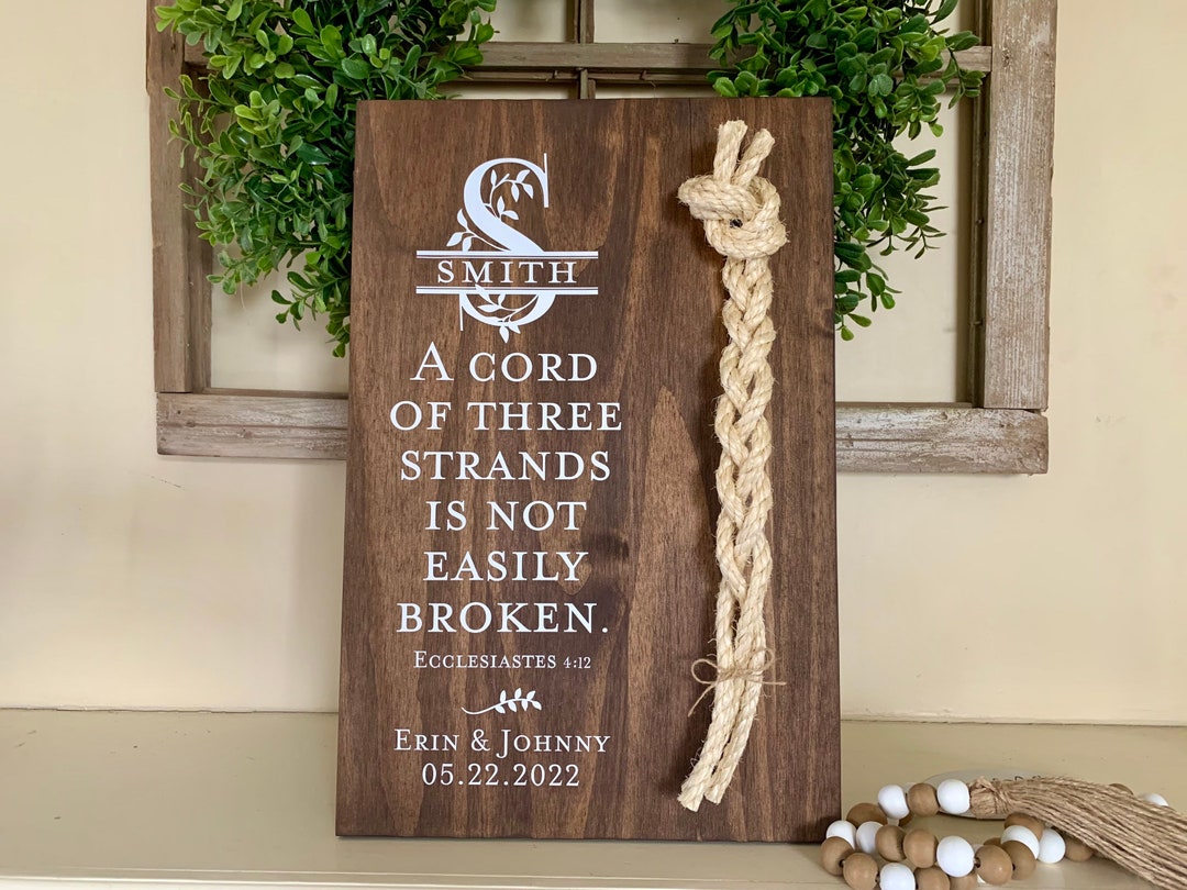 Personalized Cord Of Three Strands Wedding Sign Christian Gift Etsy