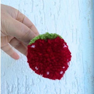 Erdbeer Haarspange - Handgemachter niedlicher Filz Pom Pom Clip für Kinder - Mädchen Haarschmuck - Kleinkind Geschenkidee