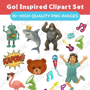 Go! Inspired Clipart Set | PNG Bundle | Kids Party Decorations | Printable Art Pack