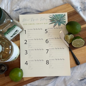 Blind Tequila Tasting Score Sheet | 8 Tequila Printable | Digital Download Party Game | Fiesta, Girls’ Night, or Bachelorette Activity