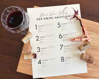 Blind Wine Tasting Score Card: Printable Wine Party Game (Digital Download)