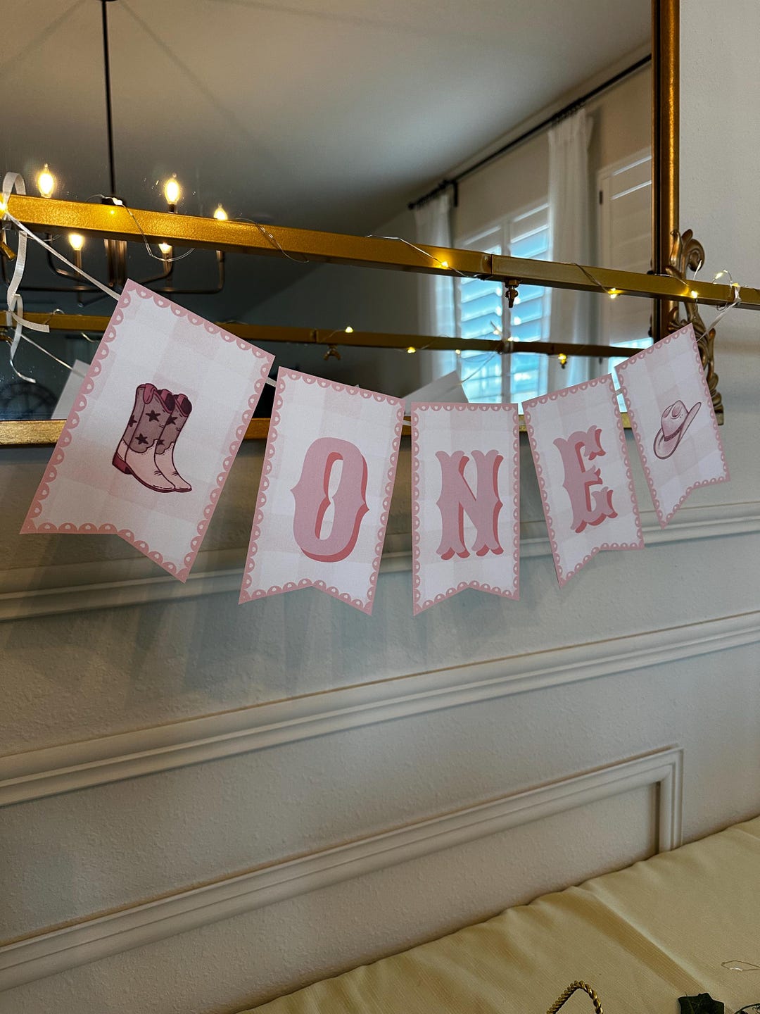 Pink Cowgirl Birthday Banner | My First Rodeo Party Decor (digital ...