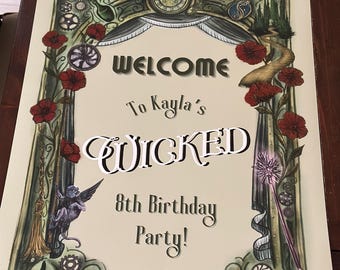 Wicked Inspired 編集可能なウェルカムポスター | 誕生日パーティーサイン | すぐにダウンロード