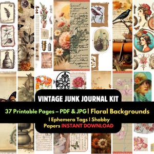 Retro Floral Junk Journal Kit – Blooming Spring Ephemera for Scrapbooking & DIY Journals – Printable Vintage Pages – Instant Download