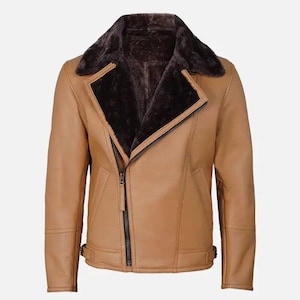 Handmade Shearling Aviator Jacket: Vintage B3 Bomber, Real Sheepskin Leather