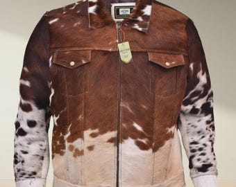 Real Cowhide Leather Jacket: Stylish Western Hair-on Hide - Etsy