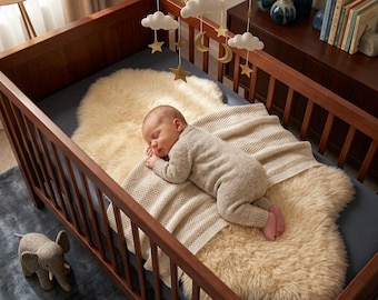 Baby Sheepskin Rug Natural Wool Newborn Crib Mattress Topper Nursery Bedding