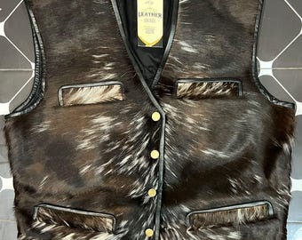 Hair-On Cowhide Leather Vest: Western Cowboy Rodeo Gilet