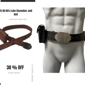 TS HB ROTJ Luke Skywalker Jedi Belt – Handmade Replica with Saber Clip and Pouch | Star Wars Cosplay Costume Accessory
