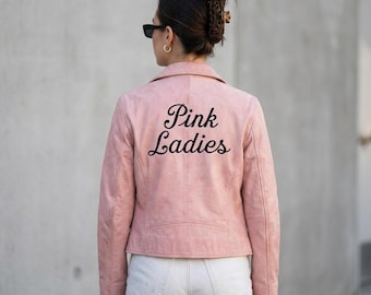 Handmade Vintage Pink Suede Leather Jacket - 1950s Retro Women Party Outerwear - Classic Retro Girl Group Costume - Gift for Her