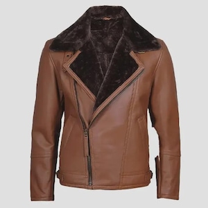 Handmade Shearling Aviator Bomber Jacket: Real Sheepskin Leather, Winter Outerwear