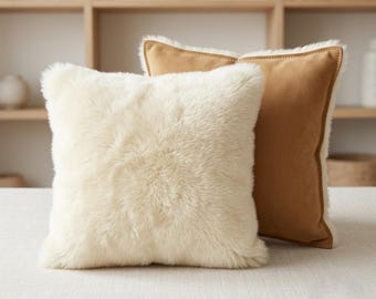 Sheepskin Cushion Cover Genuine Shearling Fur Pillow Case - 12x12 12x18 18x18 20x20