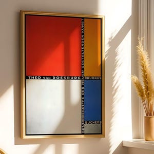 Póster original de la Bauhaus: impresión artística enmarcada con diseño modernista abstracto vintage de la Bauhaus, arte mural modernista, póster de la Bauhaus de Theo van Doesburg