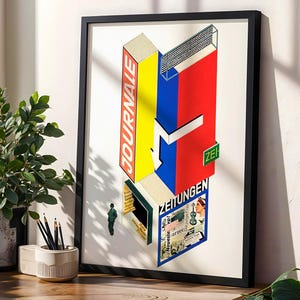 Bauhaus Original German Poster – Bauhaus architectural Abstract Print, Bauhaus Framed Art Print, Modernist Wall Art, Bauhaus newspaper kiosk