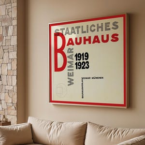 Póster original de la Bauhaus: impresión abstracta vintage, impresión artística enmarcada con diseño de la Bauhaus, arte mural modernista, póster icónico de la Bauhaus de Weimar-Múnich.