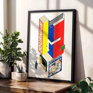 Bauhaus Newspaper Kiosk Print: Abstract Architectural Poster