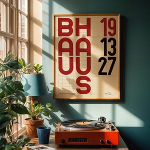 Bauhaus Original typographic Poster – Vintage Abstract Print, Bauhaus Framed Art Print, Modernist Wall Art, Bauhaus Exhibition Weimar, 1923