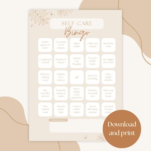 Minimalist Digital/Printable Self-Care Bingo (Neutral Tones)