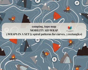Mobility Aid Decor Wraps | Cane, Walker, Wheelchair | Weatherproof Removable Vinyl | Camping & Topo
