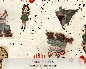 Mobility Aid Decor Wraps | Cane, Walker, Wheelchair | Weatherproof Removable Vinyl | Creepy Circus