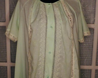 Chaqueta de cama vintage de encaje verde menta